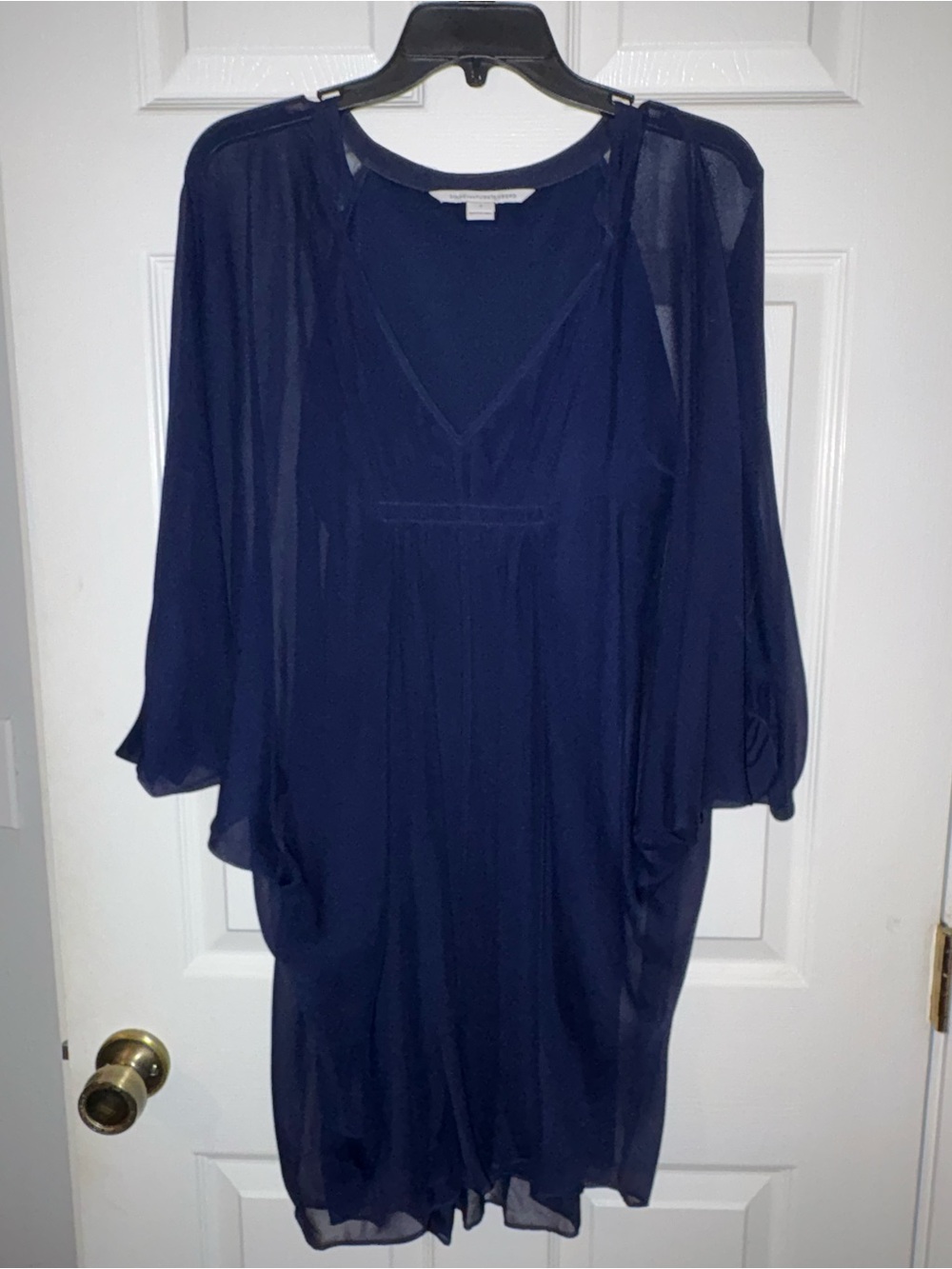 Diane Von Furstenberg Navy V-Neck Blouse